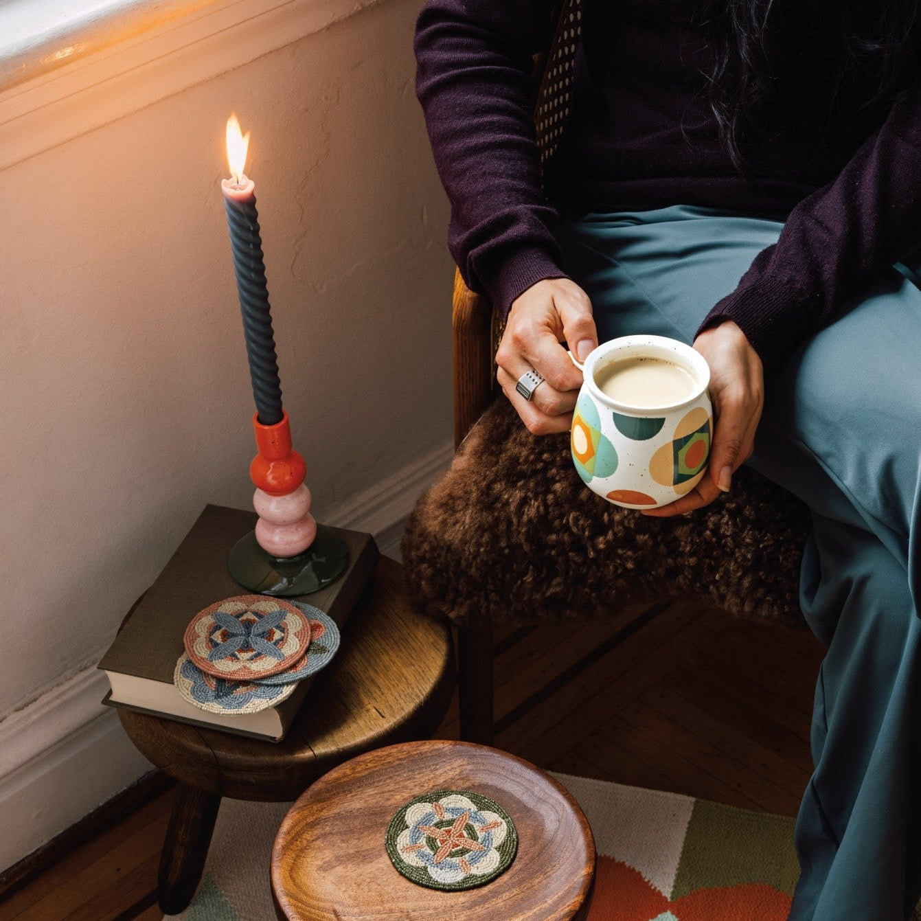 Colour Block Taper Candle Holders