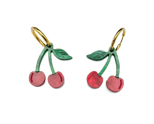 Cherry Charm Hoop Earrings