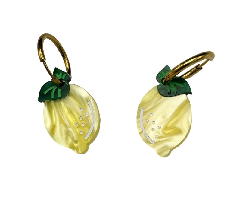 Lemon Charm Hoop Earrings