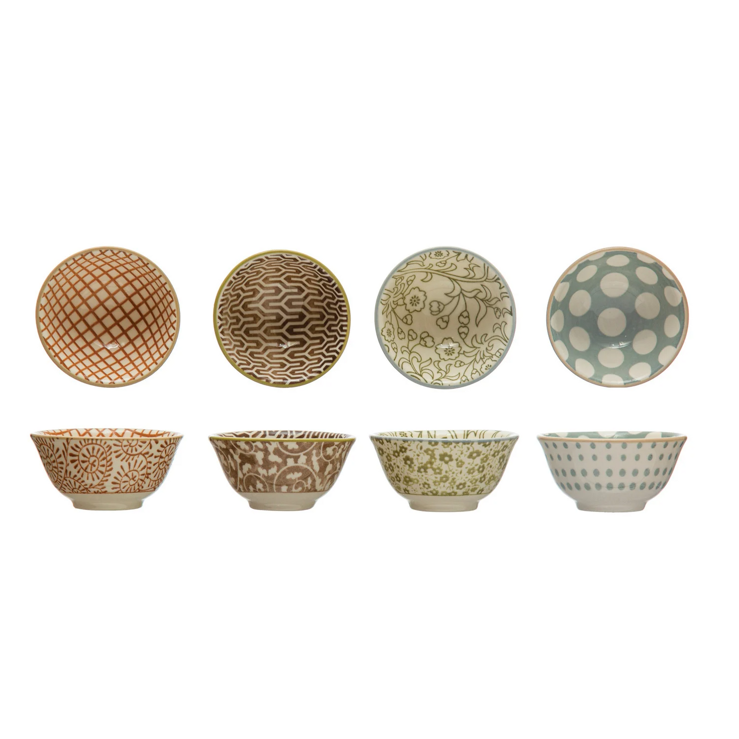 Farmhouse Patterns Stoneware Pinch Bowls
