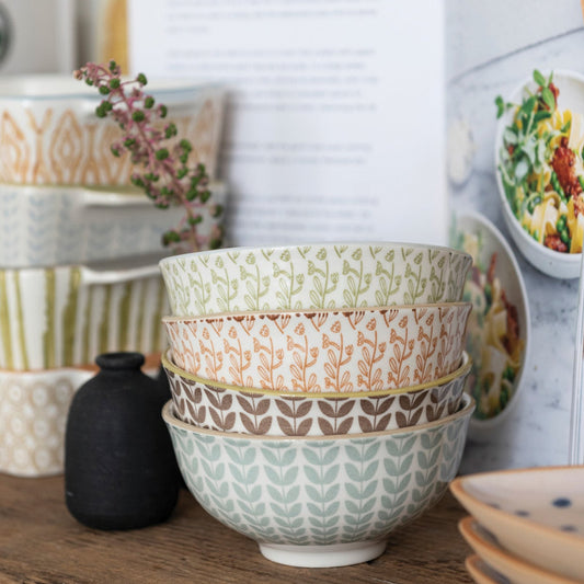 Farmhouse Patterns Stoneware Bowls