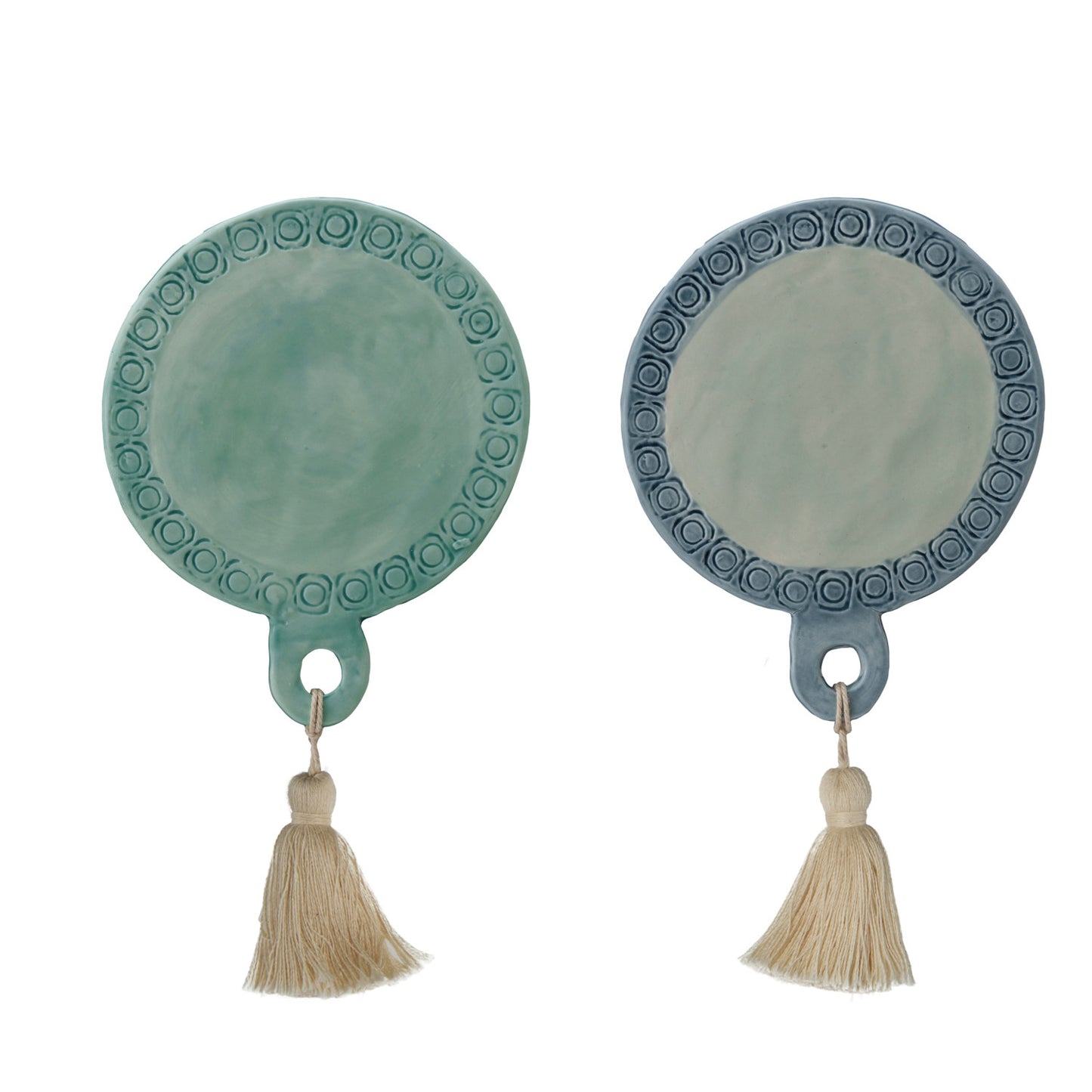 Hand-Painted Debossed Stoneware Round Mini Tapas Board