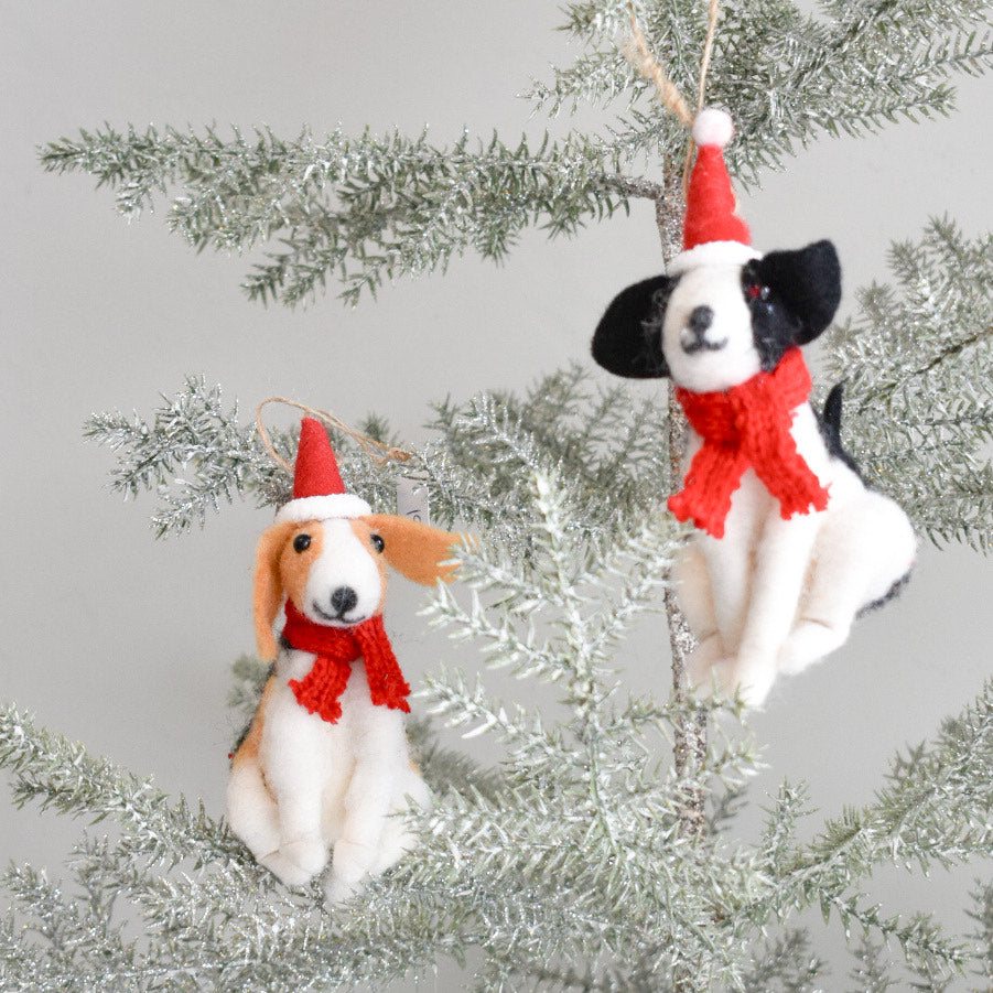 Felted Sitting Dog Ornaments