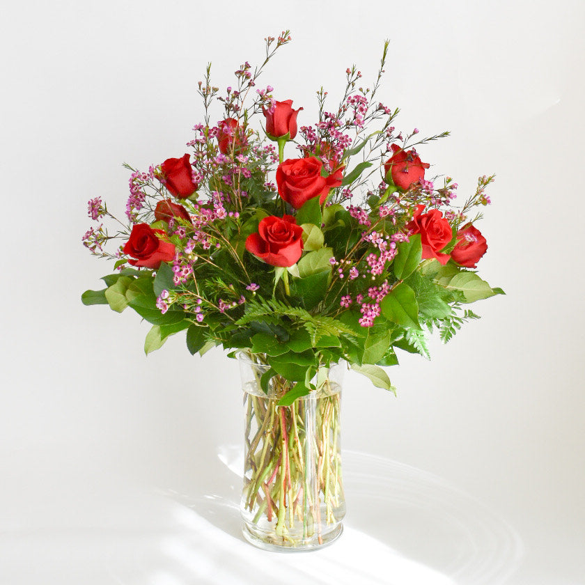 Dozen Roses in a Vase