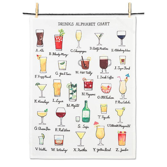 Drinks Alphabet Tea Towel