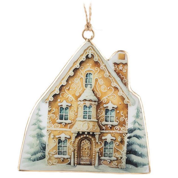Fancy Gingerbread House Metal Ornament