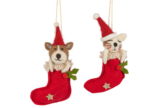 Felt Cat & Dog Stocking Ornaments