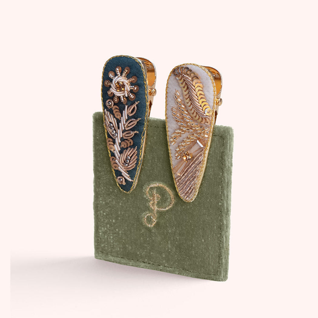 Embroidered Hair Clips