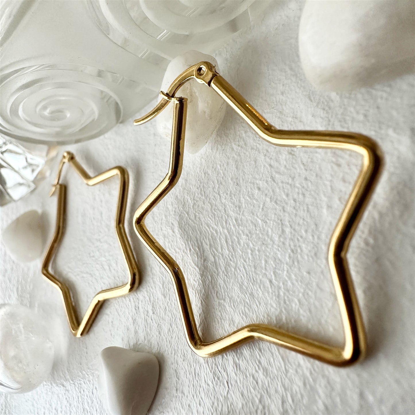 Arcalis Gold Star Hoop Earrings