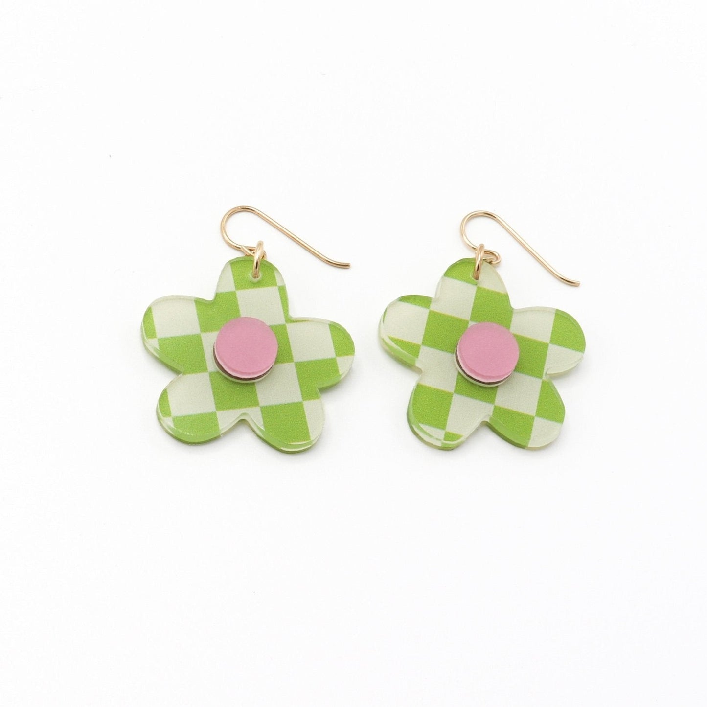 Checker Daisy Drop Earrings