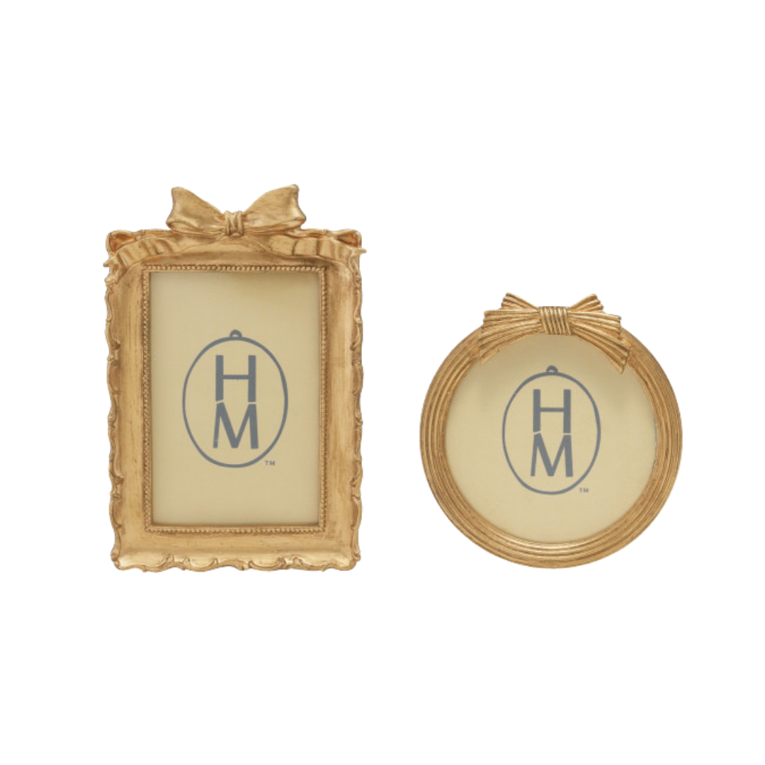 Gold Bow Resin Photo Frames