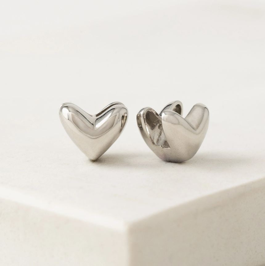 Lover's Tempo Heart Puff Hoop Earrings