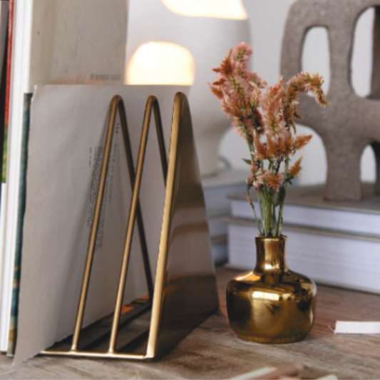 Gold Finish Metal Magazine Rack