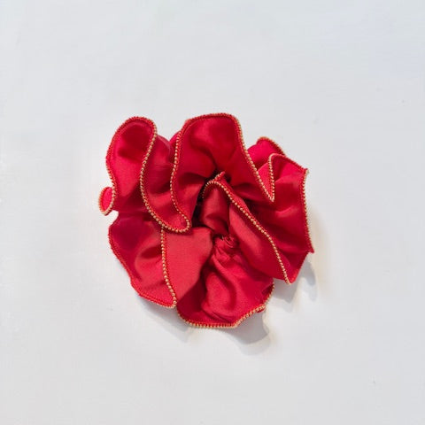 Gold Trim Satin Scrunchies