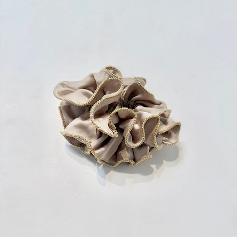 Gold Trim Satin Scrunchies
