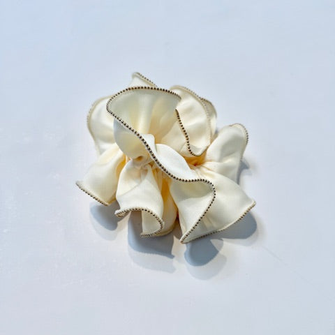 Gold Trim Satin Scrunchies
