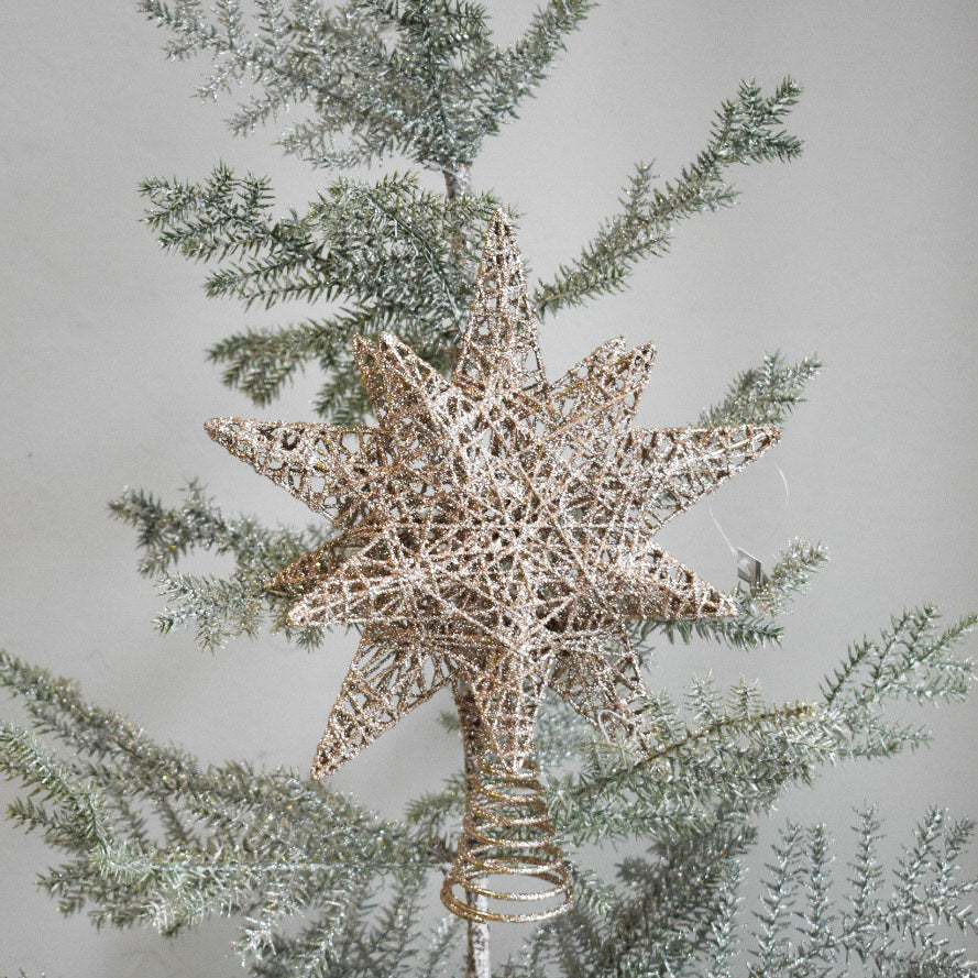Multilayered 3D Champagne Glitter Star Tree Topper