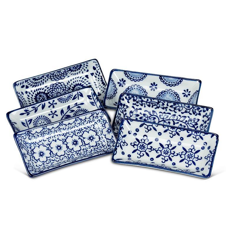 Indigo Hand Stamped Rectangle Dishes