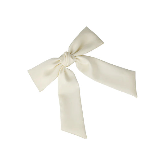 Ivory Classic French Satin Bow Barrette