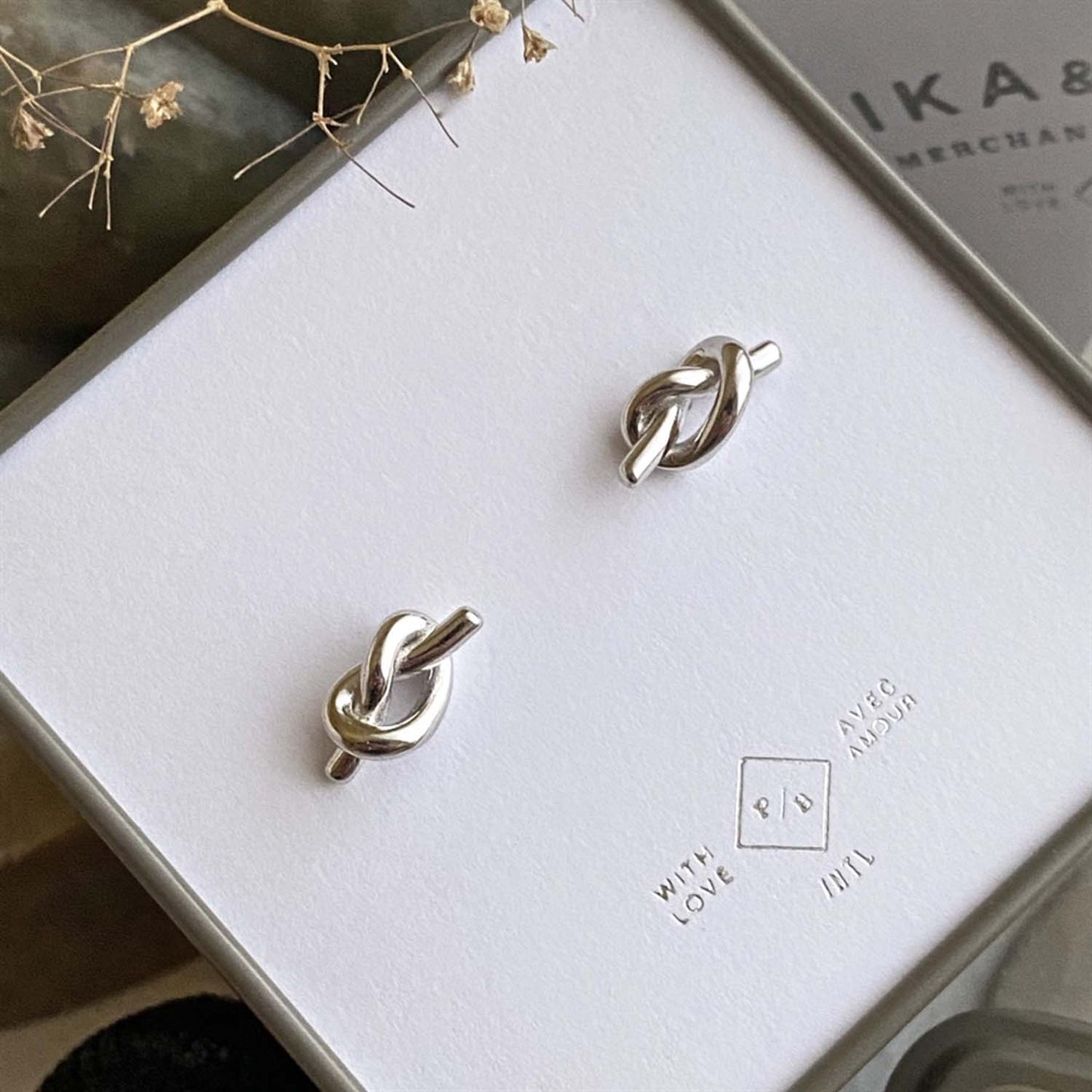 Knotted Silver Stud Earrings