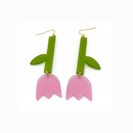 Large Tulip Earrings - Frost Pink