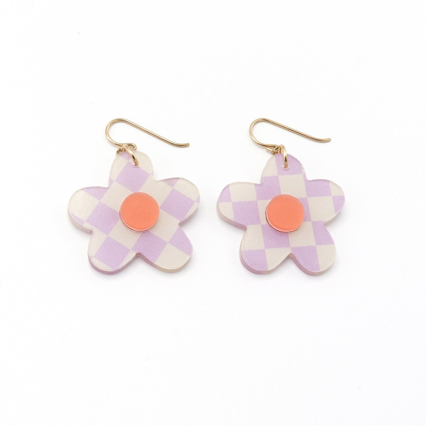 Checker Daisy Drop Earrings