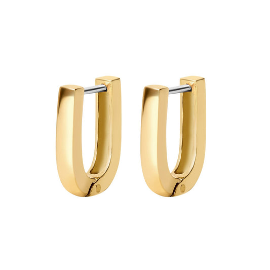 Lisbon U-Shape Bar Huggie Earrings
