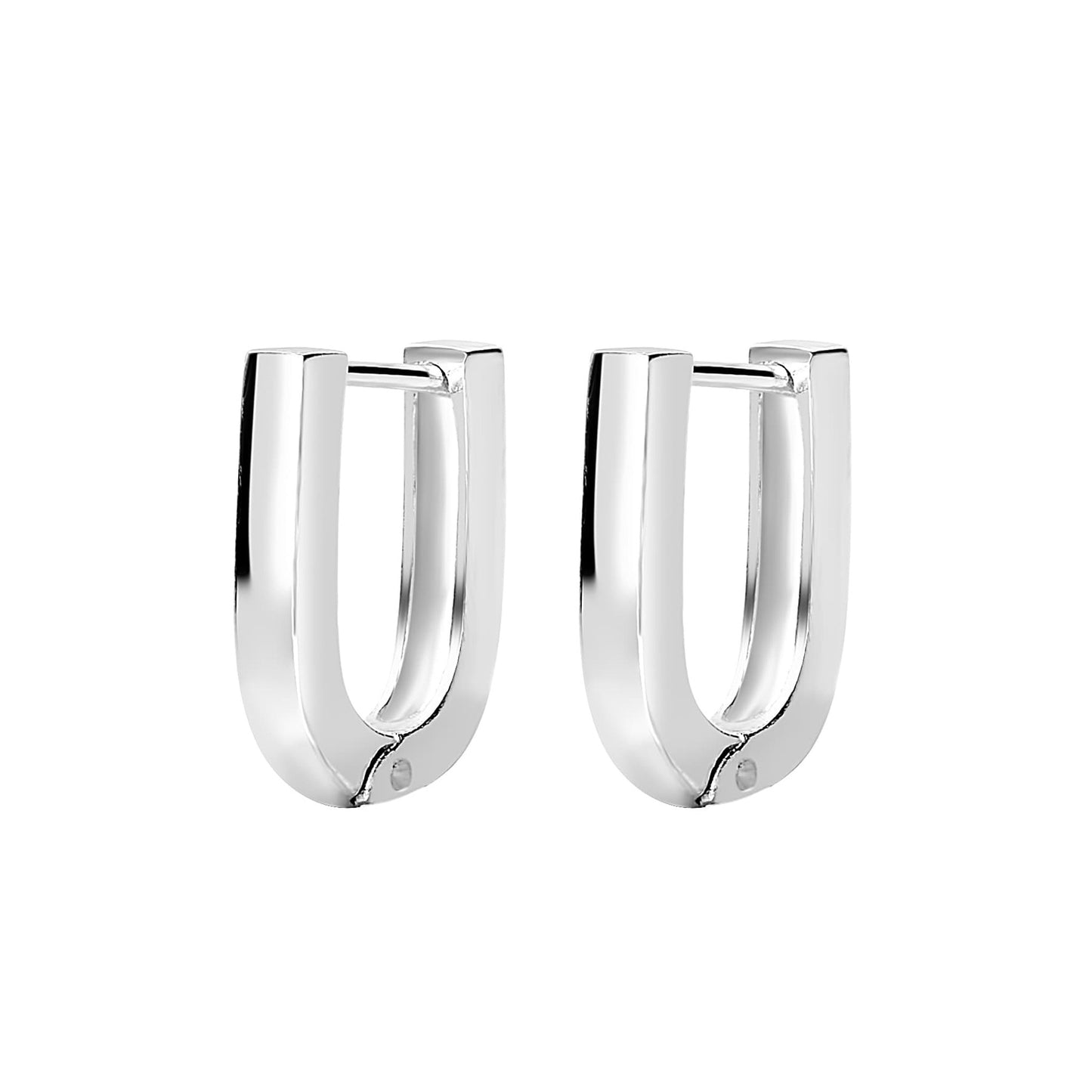 Lisbon U-Shape Bar Huggie Earrings