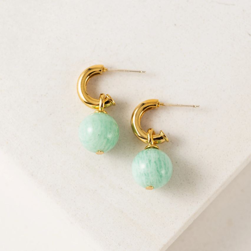 Lover's Tempo Sorrento Gemstone Hoop Earrings - Amazonite