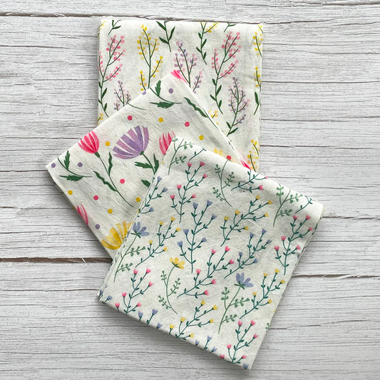 Floral Floursack Kitchen Towels Set/3