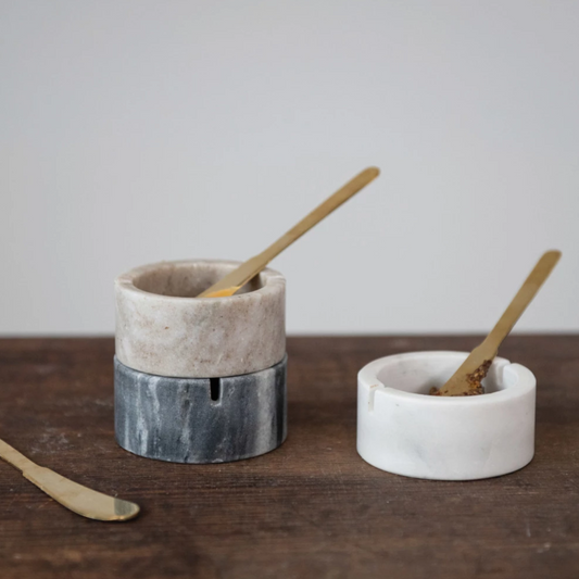 Marble Pot with Brass Knife