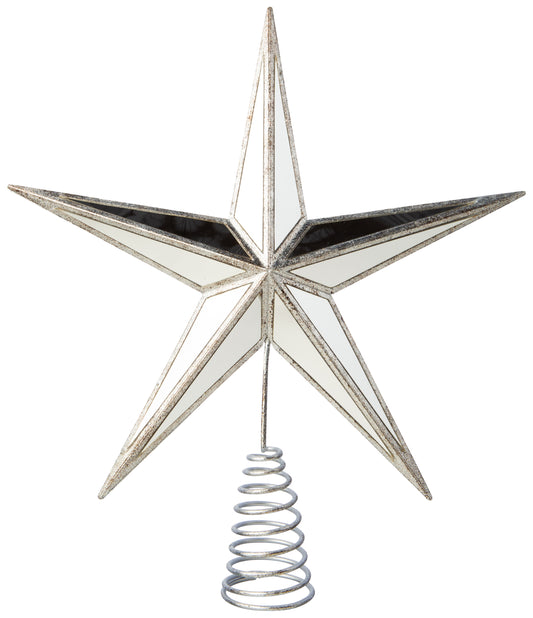 Silver Mirrored Star Tree Topper