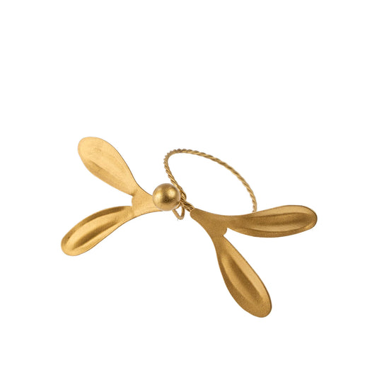 Gold Mistletoe Napkin Ring - Set of 4