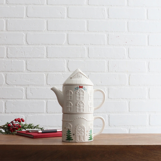 House Stacked Teapot and Mug