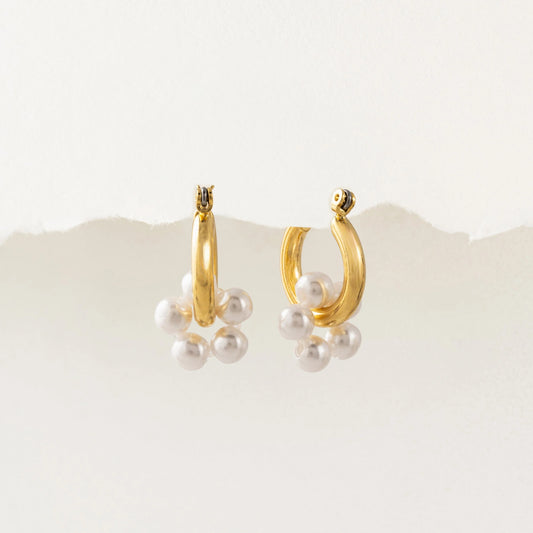 Lover's Tempo Neptune Pearl Cluster Hoop Earrings