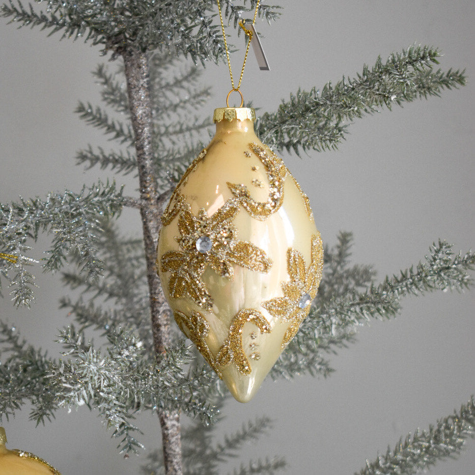 Gold Acanthus Glass Bauble Ornaments