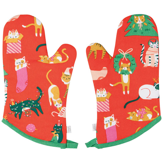 Let it Meow Holiday Oven Mitts - Set of 2