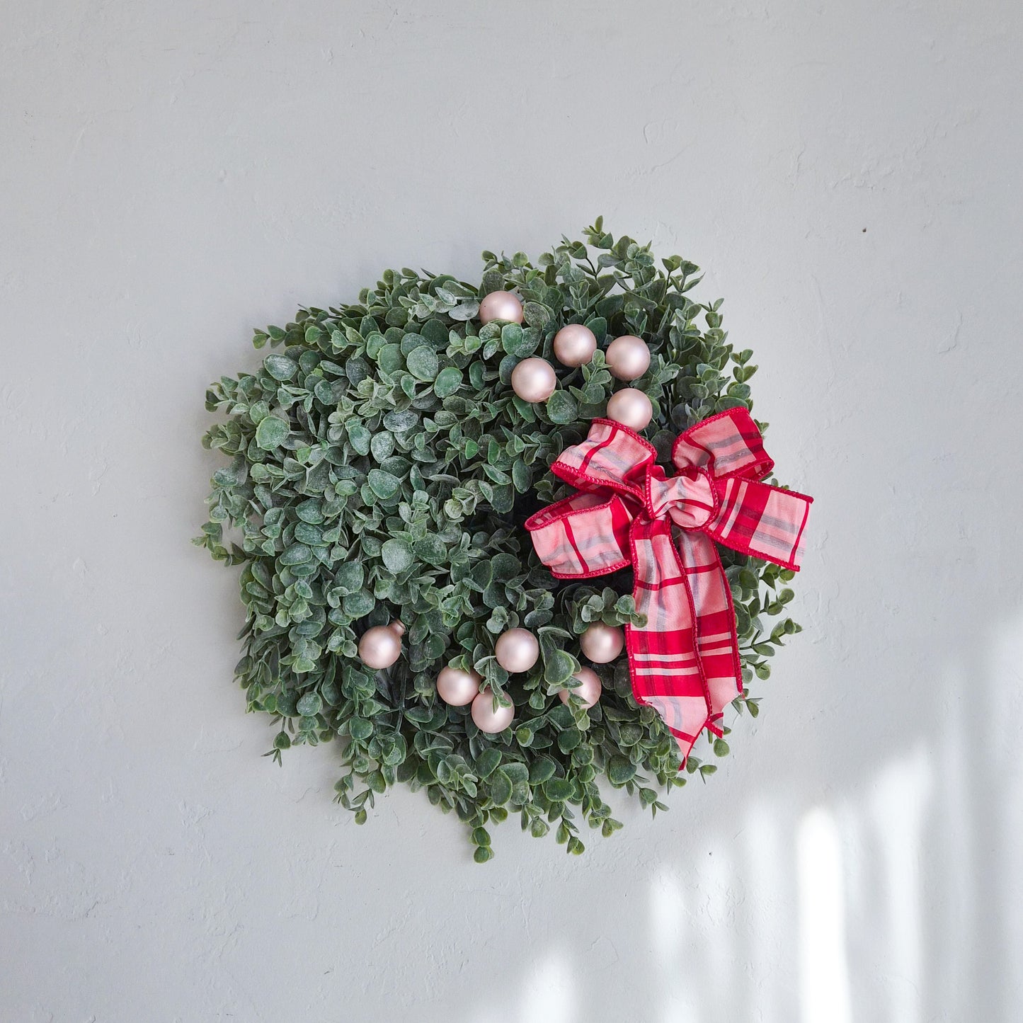 13"Mini Wreath- Pink + Plaid