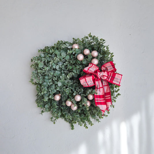 13"Mini Wreath- Pink + Plaid