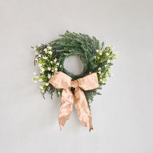 13"Mini Wreath- Pink + Bow-tiful