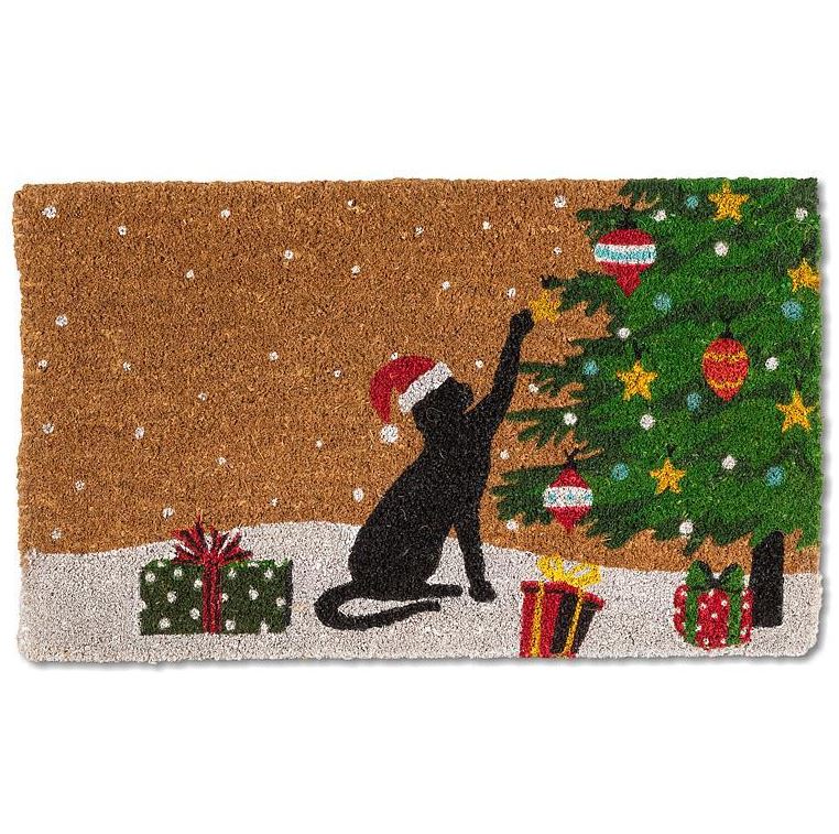 Playful Christmas Kitty Doormat