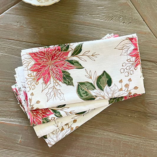 Winter Print Cotton Woven Napkins Set/4