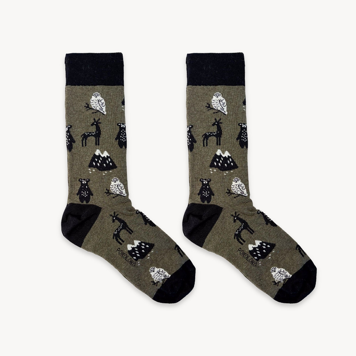 Pima Cotton Printed Socks - Mountain Animals