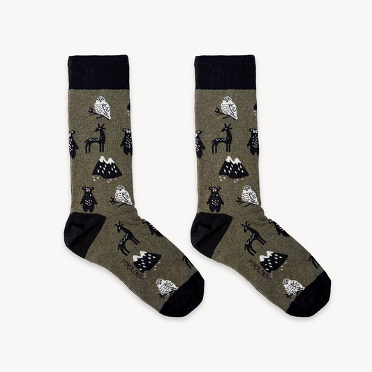 Pima Cotton Printed Socks - Mountain Animals