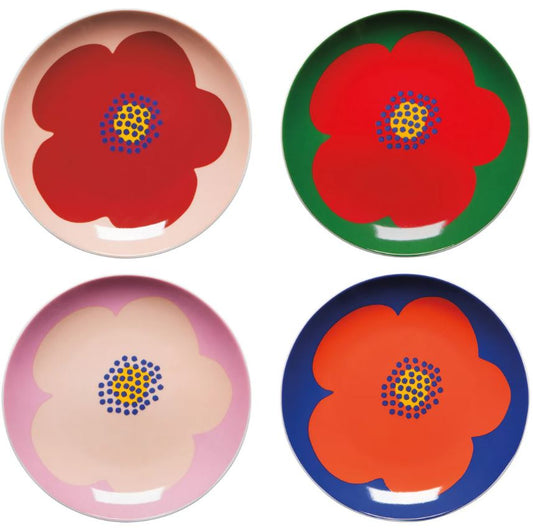 Poppy Appetizer Plates - Set of 4