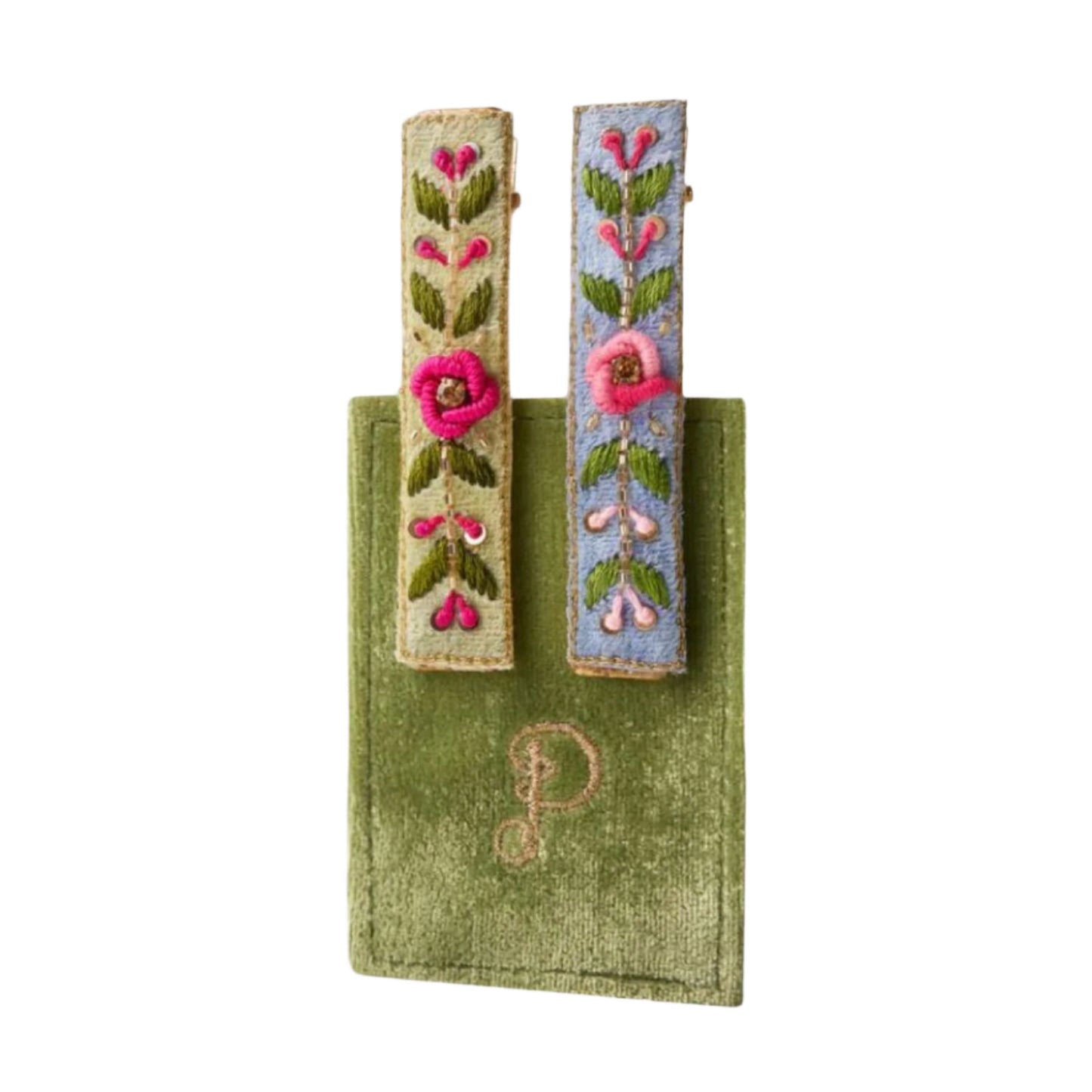 Embroidered Bar Hair Clips