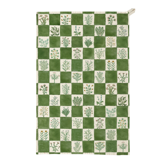 Organic Cotton Tea Towel - Illustrated Herbs