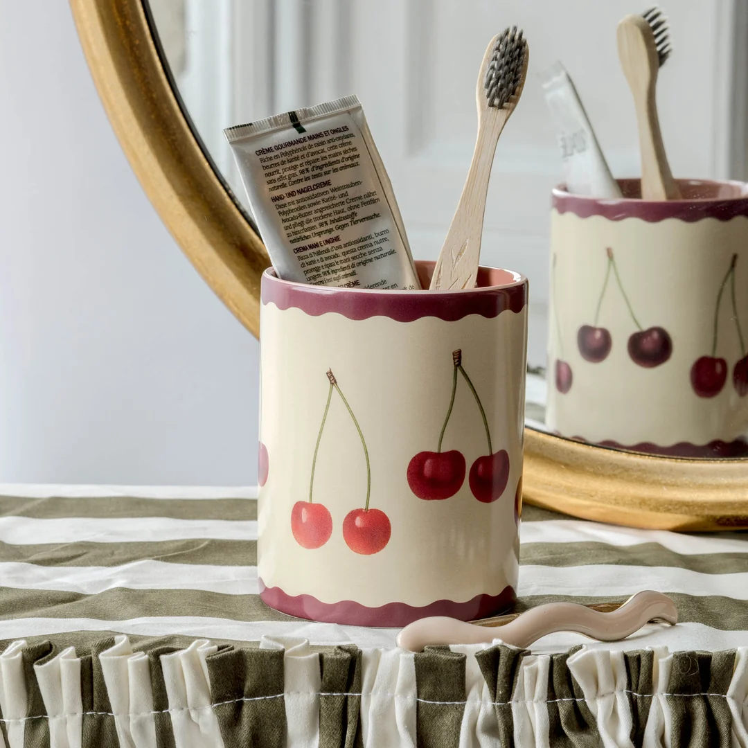 Printed Enamel Everything Pot - Cherries