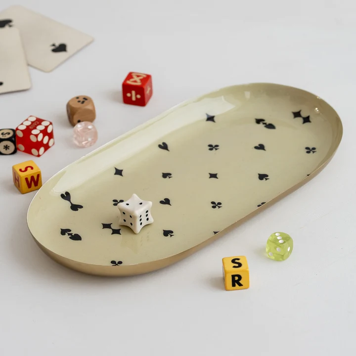 Printed Oval Enamel Tray - House of Suits