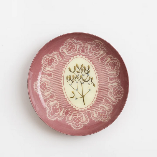 Printed Round Enamel Tray - Antique Lace